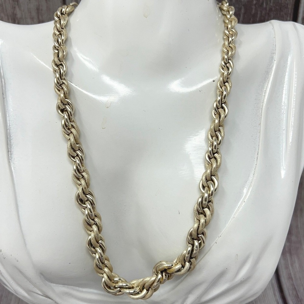 Vintage Rope Chain Choker Brushed and Shiny‎ Gold Tone Made in W Germany